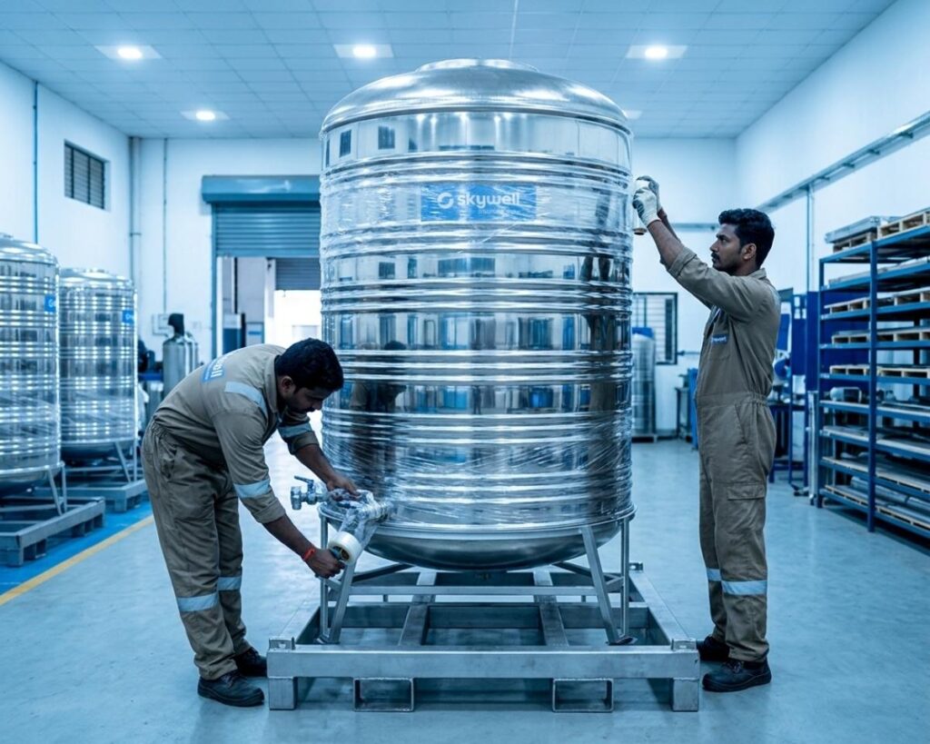 Stainless Steel Water Tank ready to dispatch from manufacturing unit.